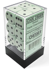 Chessex Dice: 16mm D6 12ct Opaque Pastel Green Black CHX25665